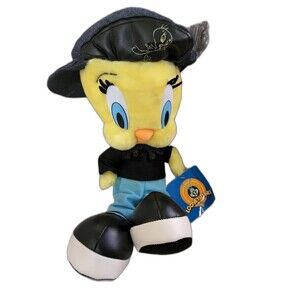Tweety Bird 2000 Hip Hop Black Hat Big Sneakers 18" Looney Tunes Stuffed Plush